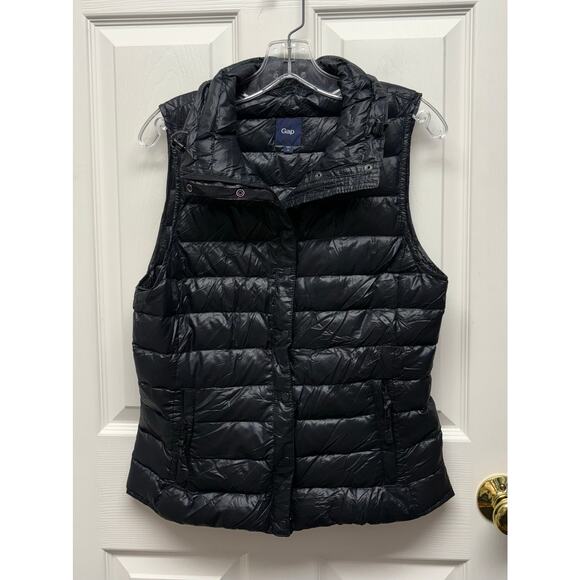 Gap Down Puffer Vest Black Quilted Winter Warmth Basic Minimalist Layer Womens S - Picture 2 of 10